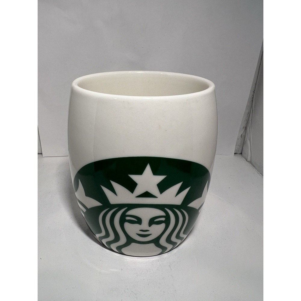 Starbucks Mug Mermaid White & Green Barrel Shape Coffee Cup Mug 2010